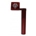Plastová klička v červené barvě pro natahování strun s vrubem pro vytahování kolíků struníku.